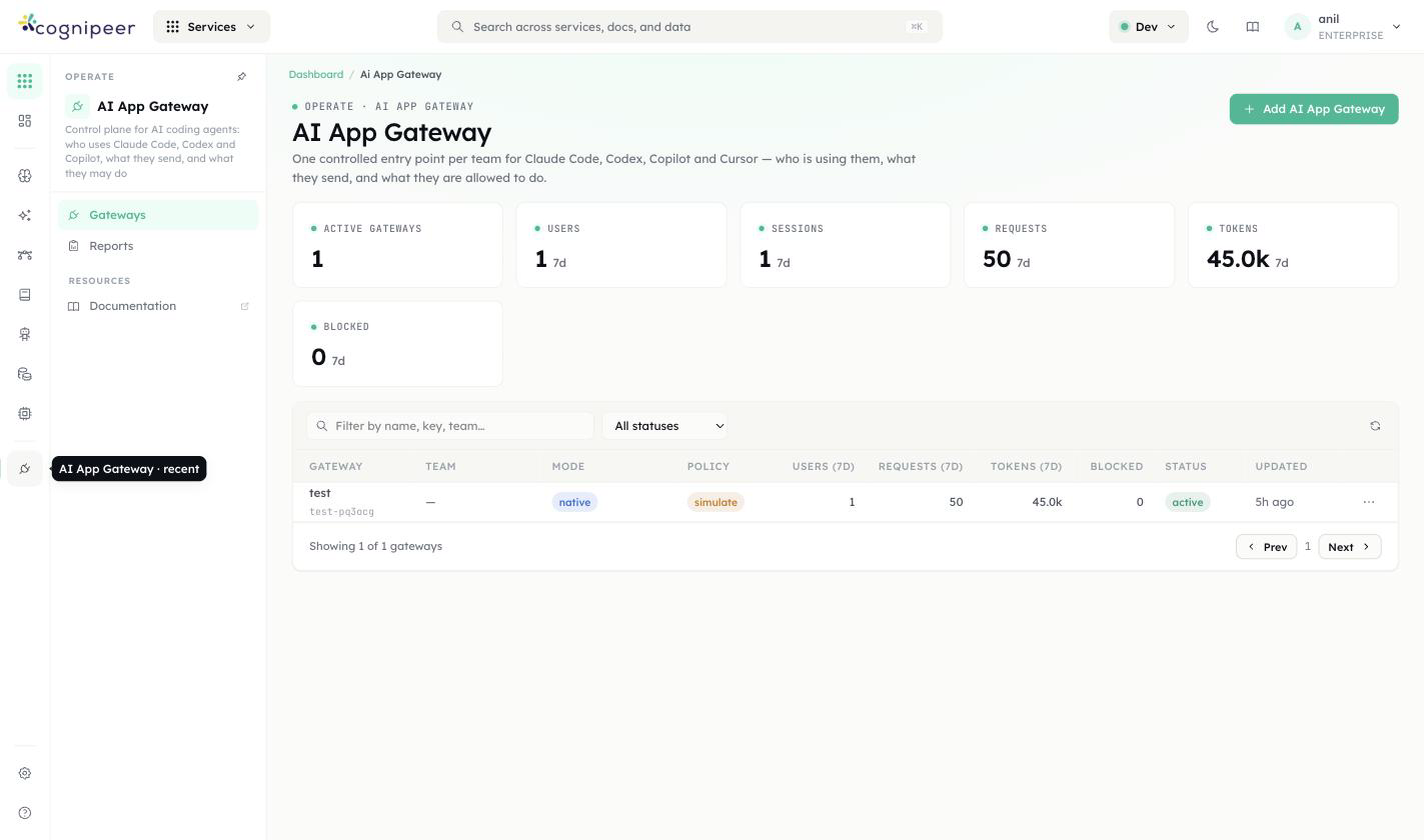 AI App Gateway — list of gateways